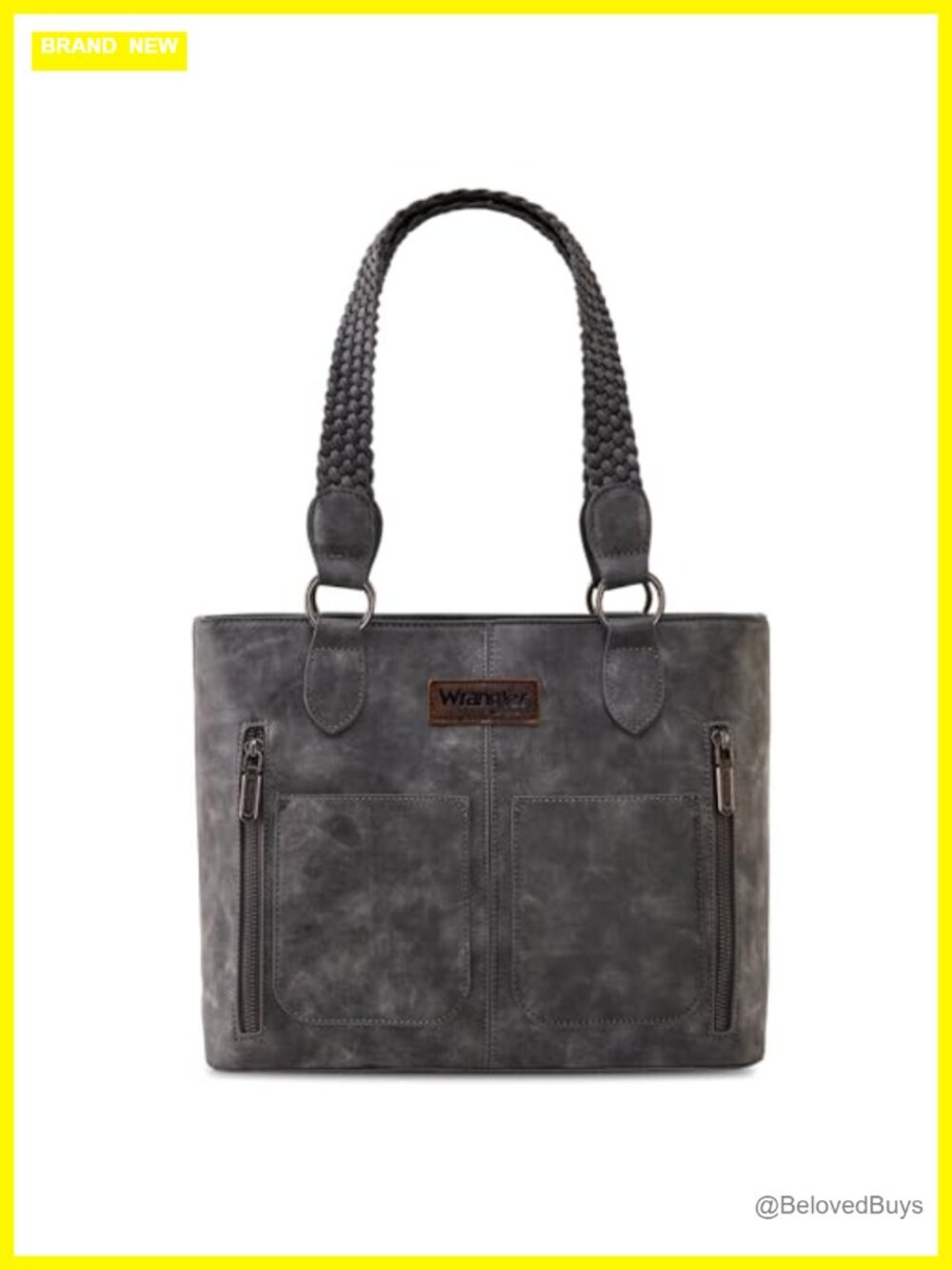 Wrangler distressed tote bag with braided straps